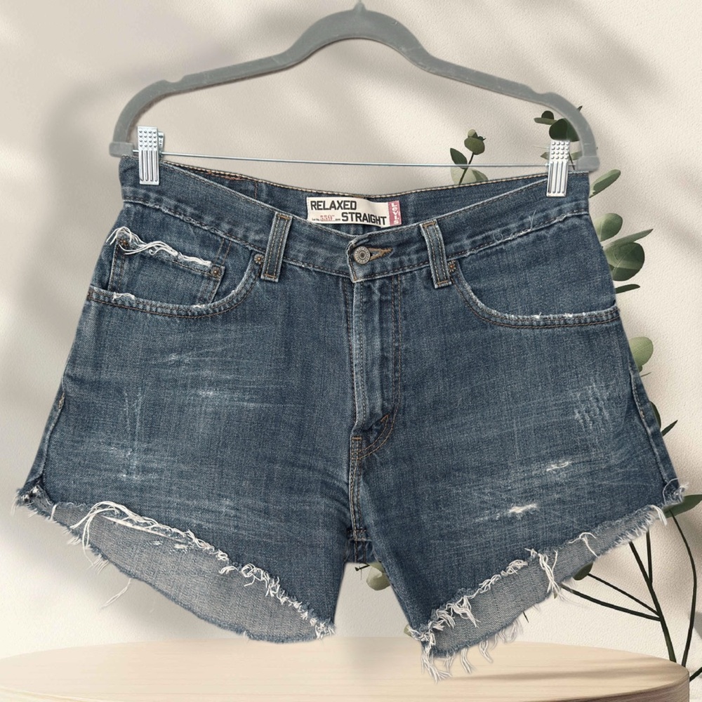 Levi's Distressed Jean Cut-Offs (Custom 559 Relaxed Straight)